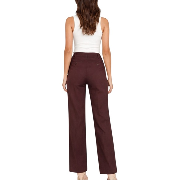 Loft Ann Taylor “ANN” Pants Size 14 High Rise Chocolate Brown Wide Leg Pockets - Picture 9 of 9